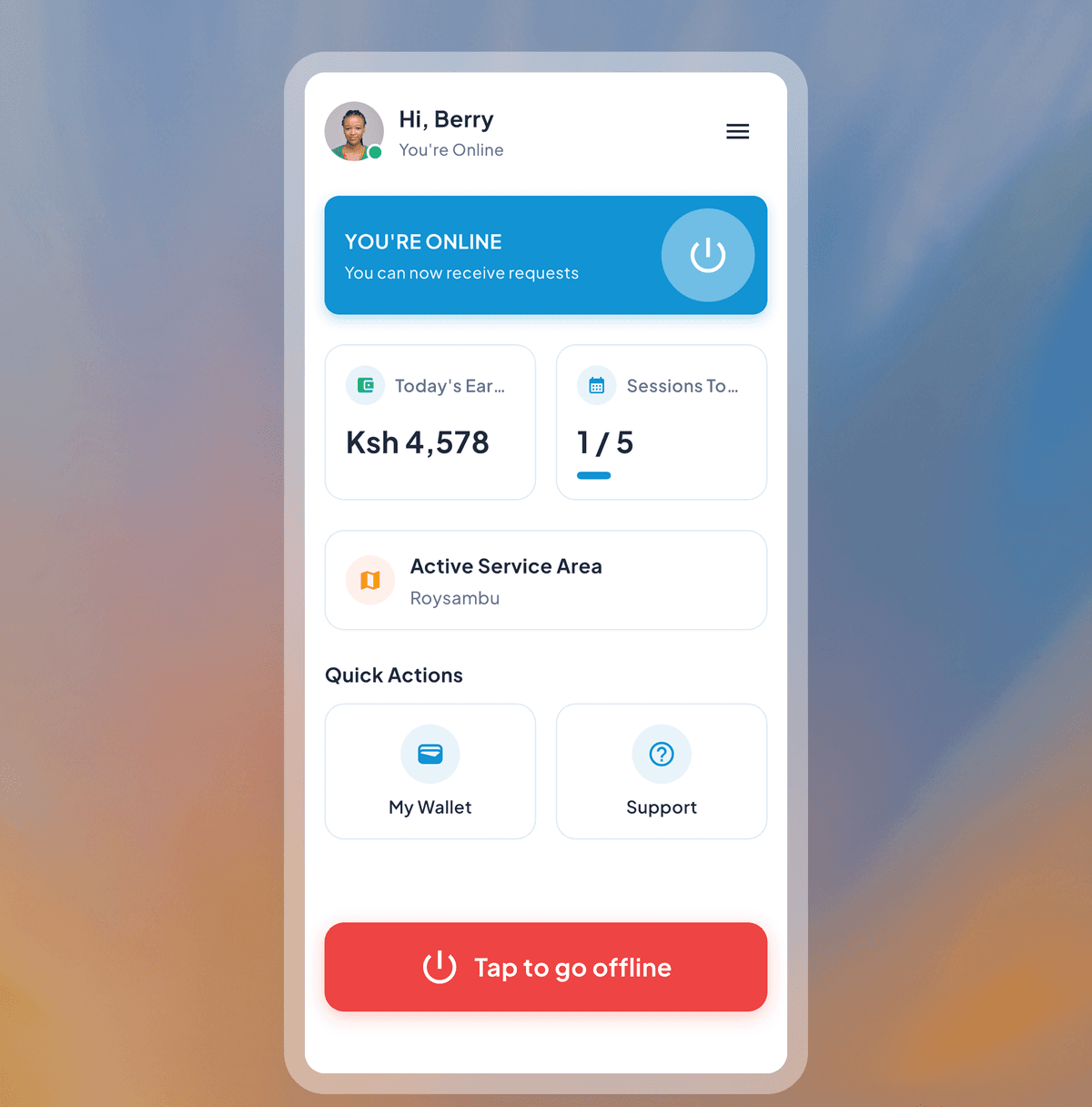 Therapist dashboard showing earnings and bookings